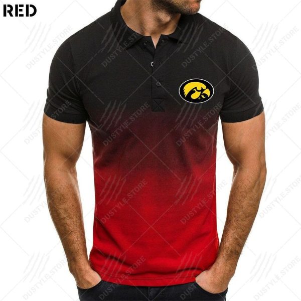 Iowa Hawkeyes Football Men Gradient Polo Shirt Football Team Polo Shirts