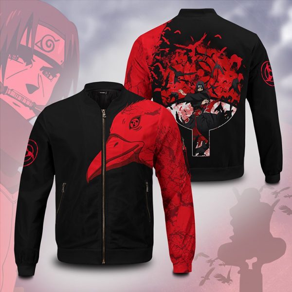 Itachi Summoning Crow Bomber Jacket Naruto Itachi Uchiha Bomber Jacket