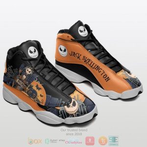 Jack Skellington The Nightmare Cartoon Black Orange Air Jordan 13 Shoes Jack Skellington Sally Air Jordan 13 Shoes