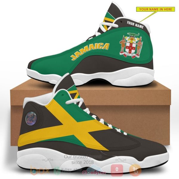 Jamaica Personalized Black Yellow Air Jordan 13 Shoes Jamaica Air Jordan 13 Shoes