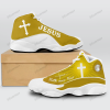 Jesus Cross Faith Over Fear Yellow Air Jordan 13 Shoes Jesus Air Jordan 13 Shoes