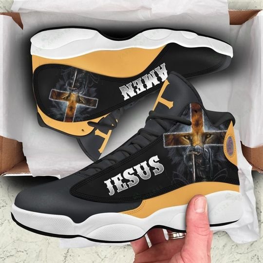 Jesus Lion Warrior All Over Printed Air Jordan 13 Sneakers Jesus Air Jordan 13 Shoes
