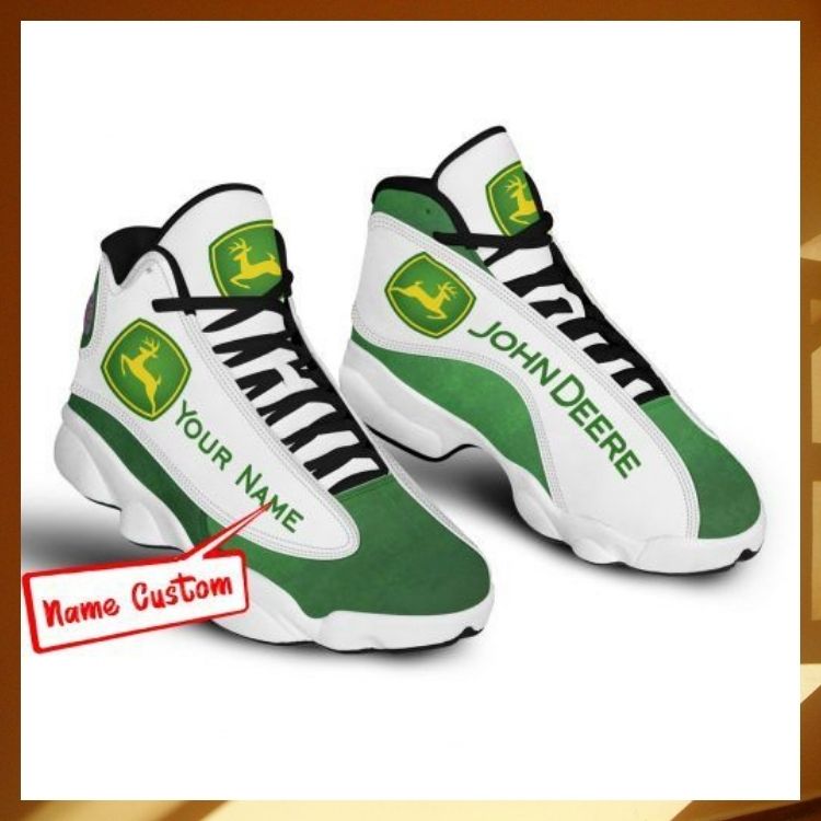 John Deere Green And Black Air Jordan 13 Custom Shoes - Banantees