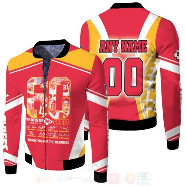 Kansas City Chiefs 60 Years Of Chiefs 1959 2019 Personalized 3D Bomber Jacket Kansas City Chiefs Bomber Jacket