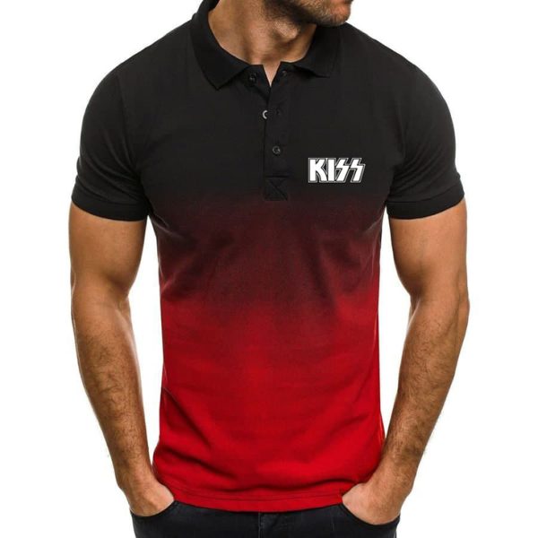 Kiss Band Men Gradient Polo Shirt