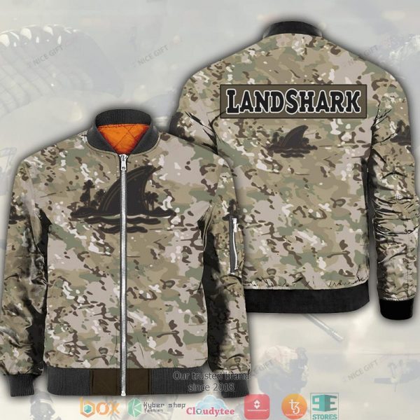 Landshark Lager Camouflage Bomber Jacket Shark Bomber Jacket