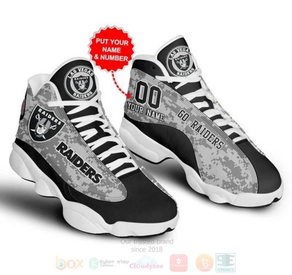 Las Vegas Raiders Football Nfl Custom Name Air Jordan 13 Shoes 2 Las Vegas Raiders Air Jordan 13 Shoes