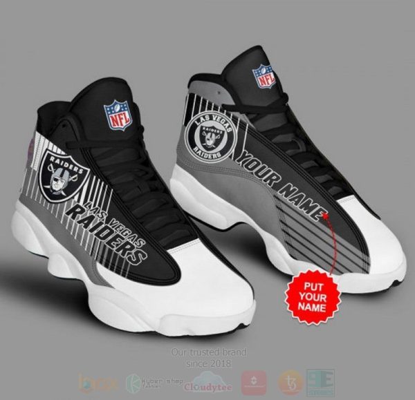 Las Vegas Raiders Football Nfl Custom Name Air Jordan 13 Shoes Las Vegas Raiders Air Jordan 13 Shoes