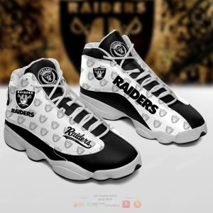 Las Vegas Raiders Nfl White Black Air Jordan 13 Shoes Las Vegas Raiders Air Jordan 13 Shoes