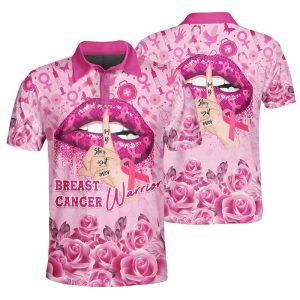Lip Flower Breast Cancer Warrior Polo Shirt Breast Cancer Awareness Polo Shirts