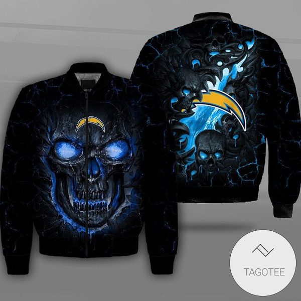 Los Angeles Chargers Lava Skull Full Print Bomber Jacket Los Angeles Chargers Bomber Jacket