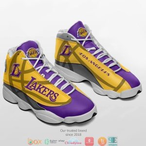 Los Angeles Lakers Nba Football Teams Air Jordan 13 Sneaker Shoes Los Angeles Lakers Air Jordan 13 Shoes