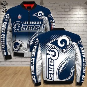 Los Angeles Rams Football Team All Over Printed Bomber Jacket Los Angeles Rams Bomber Jacket