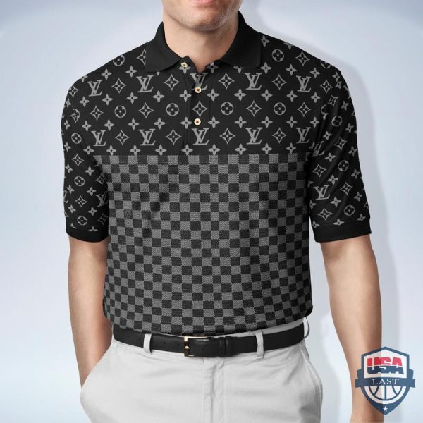 Louis Vuitton Black And White Squares Pattern Polo Shirt Louis Vuitton Polo Shirts