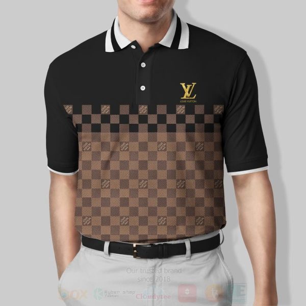 Louis Vuitton Black Brown Caro Polo Shirt Louis Vuitton Polo Shirts