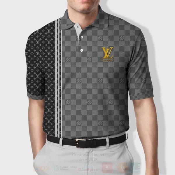 Louis Vuitton Black Grey Caro Polo Shirt Louis Vuitton Polo Shirts