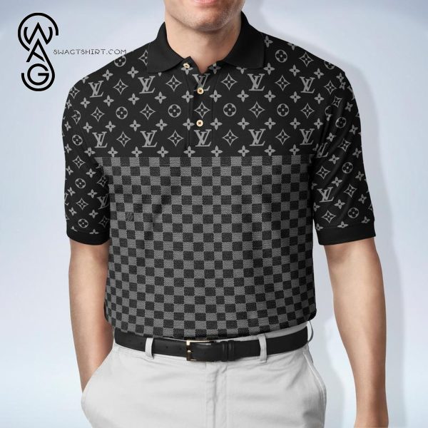 Louis Vuitton Black Monogram All Over Print Premium Polo Shirt Louis Vuitton Polo Shirts