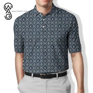Louis Vuitton Blue Version All Over Print Premium Polo Shirt Louis Vuitton Polo Shirts