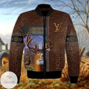 Louis Vuitton Brand Logo Printed Deer 3D Bomber Jacket Louis Vuitton Bomber Jacket