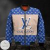 Louis Vuitton Brand Logo Printed Mix Color Blue 3D Bomber Jacket Louis Vuitton Bomber Jacket
