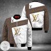 Louis Vuitton Brand Logo Printed Mix Color White 3D Bomber Jacket Louis Vuitton Bomber Jacket