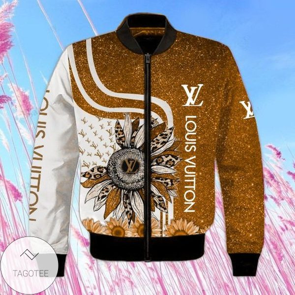 Louis Vuitton Brand Logo Printed Sunflower 3D Bomber Jacket Sunflower Bomber Jacket