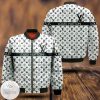 Louis Vuitton Brand Logo Printed White 3D Bomber Jacket Louis Vuitton Bomber Jacket