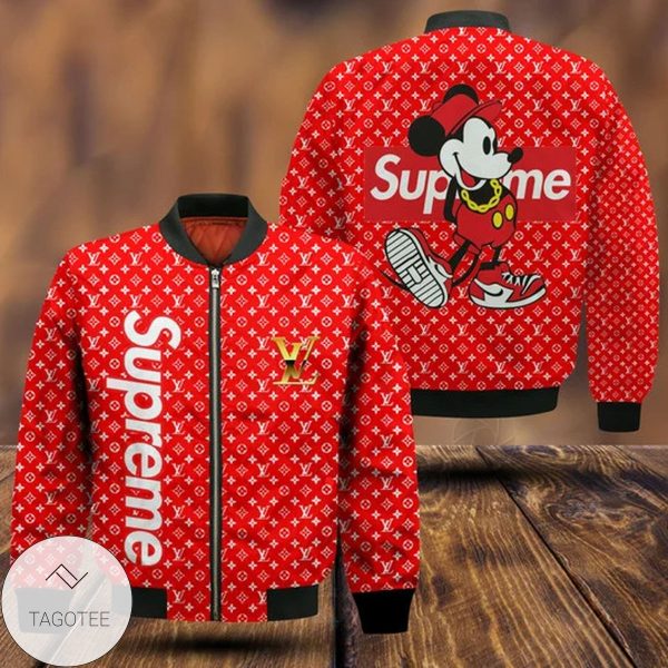 Louis Vuitton Brand Logo Supreme Mickey Mouse 3D Bomber Jacket Louis Vuitton Bomber Jacket