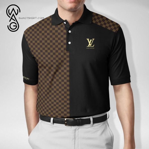 Louis Vuitton Brown Black All Over Print Premium Polo Shirt Louis Vuitton Polo Shirts