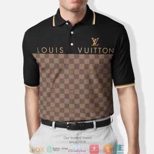 Louis Vuitton Checkered Pattern Black Polo Shirt Louis Vuitton Polo Shirts