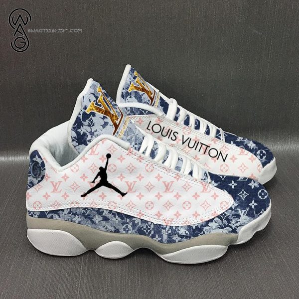 Louis Vuitton Classic Symbol Blue Denim Air Jordan 13 Sneakers Louis Vuitton Air Jordan 13 Shoes