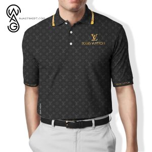 Louis Vuitton Gold All Over Print Premium Polo Shirt Louis Vuitton Polo Shirts