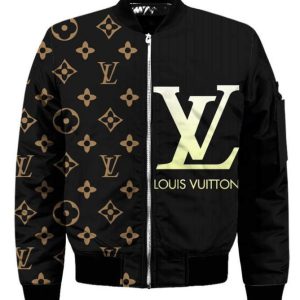Louis Vuitton Luxury Black 3D Bomber Jacket Louis Vuitton Bomber Jacket