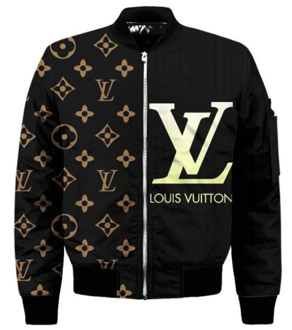 Louis Vuitton Luxury Black 3D Bomber Jacket Louis Vuitton Bomber Jacket