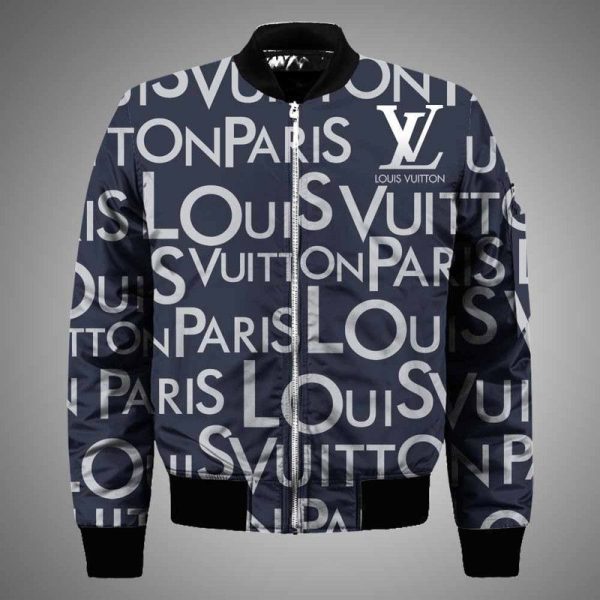 Louis Vuitton Luxury Navy 3D Bomber Jacket Louis Vuitton Bomber Jacket