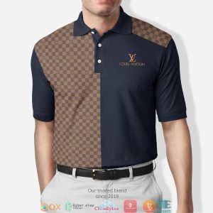 Louis Vuitton Lv Brown Caro Pattern Navy Polo Shirt Louis Vuitton Polo Shirts