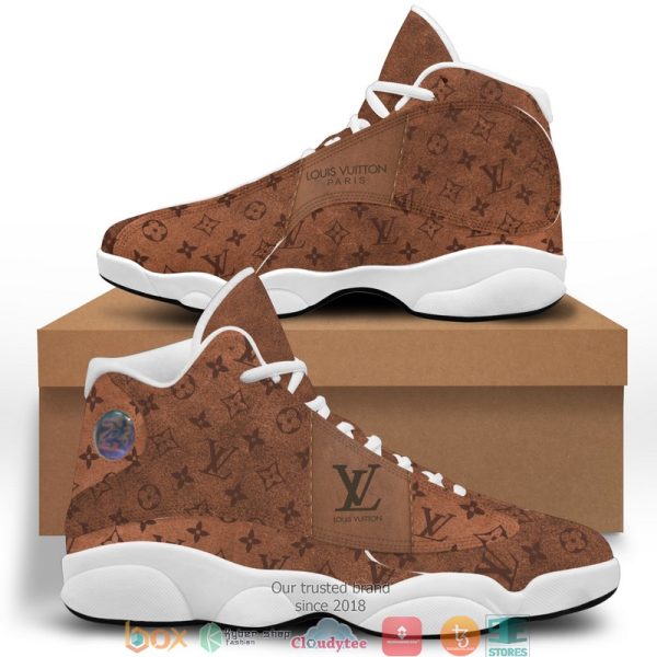 Louis Vuitton Lv Paris Light Brown Air Jordan 13 Sneaker Shoes Louis Vuitton Air Jordan 13 Shoes