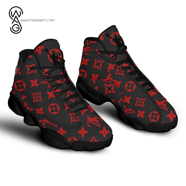 Louis Vuitton Monogram Red And Black Air Jordan 13 Sneakers Louis Vuitton Air Jordan 13 Shoes