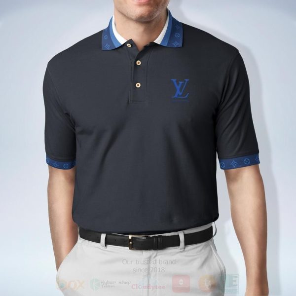 Louis Vuitton Paris Black Blue Polo Shirt Louis Vuitton Polo Shirts