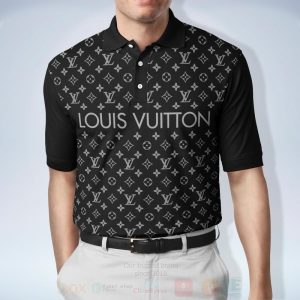 Louis Vuitton Paris Black Grey Logos Polo Shirt Louis Vuitton Polo Shirts