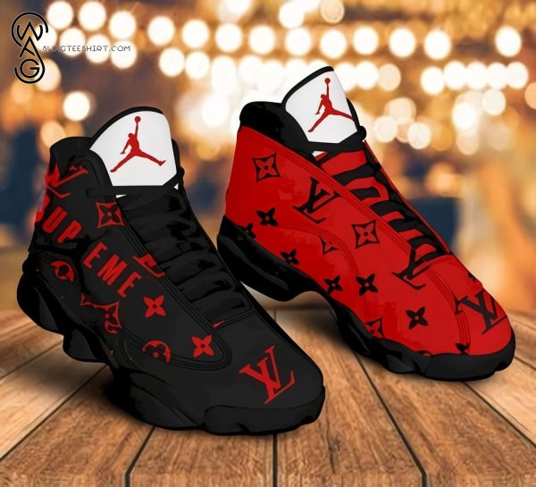 Louis Vuitton Symbol Red And Black Air Jordan 13 Sneakers Louis Vuitton Air Jordan 13 Shoes