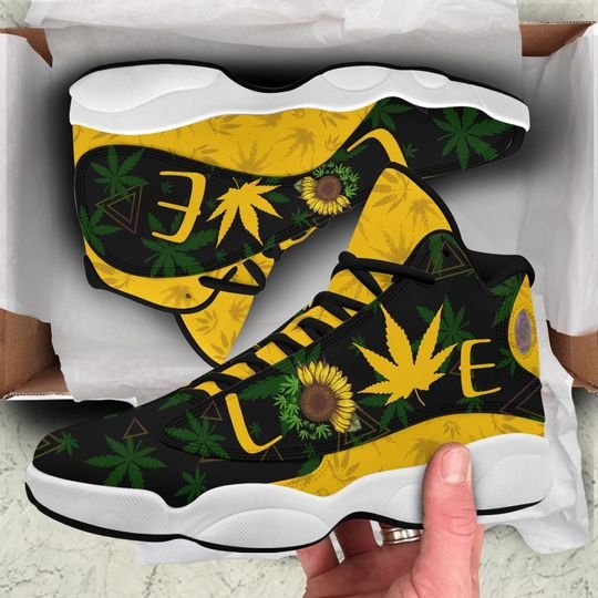 Love 420 Sunflower All Over Print Air Jordan 13 Sneakers Sunflower Air Jordan 13 Shoes