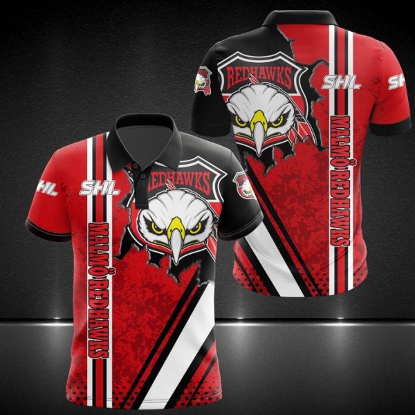 Malmo Redhawks Hockey Team 3D Polo Shirt Hockey Team Polo Shirts