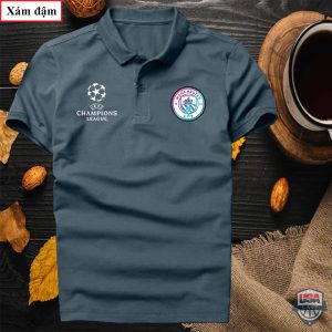 Manchester City Uefa Champions League Dark Grey Polo Shirt Manchester City Polo Shirts