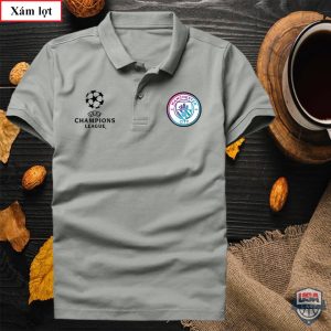 Manchester City Uefa Champions League Gray Polo Shirt Manchester City Polo Shirts