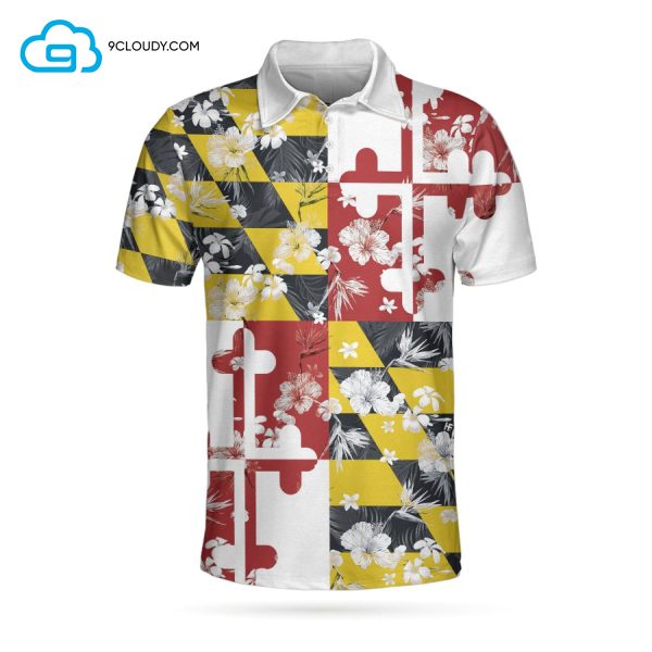 Maryland Flag Tropical Pattern Full Printing Polo Shirt