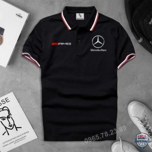 Mercedes Benz Amg White Red Line 3D Polo Shirt Mercedes Benz Polo Shirts