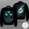 Miami Dolphins Lava Skull Full Print Bomber Jacket Miami Dolphins Bomber Jacket