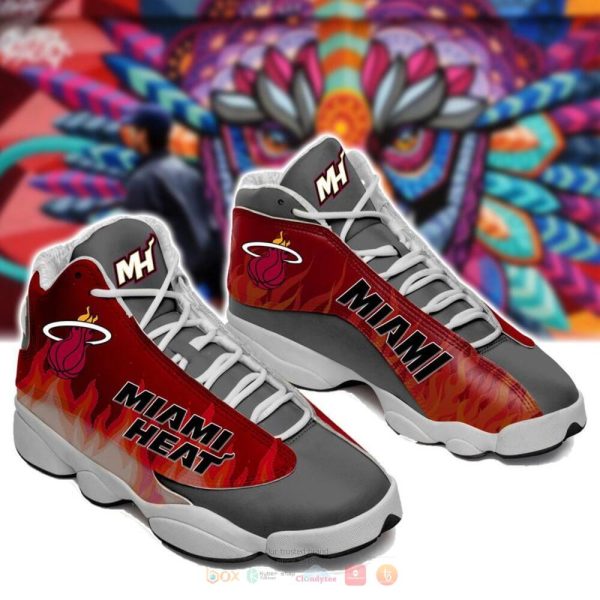 Miami Heat Nba Grey Red Air Jordan 13 Shoes Miami Heat Air Jordan 13 Shoes