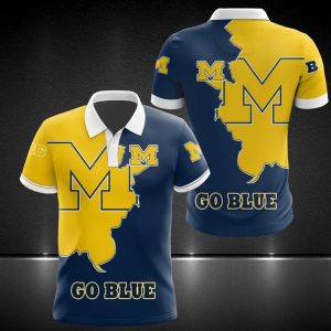 Michigan Football Go Blue 3D Polo Shirt Michigan Wolverines Polo Shirts